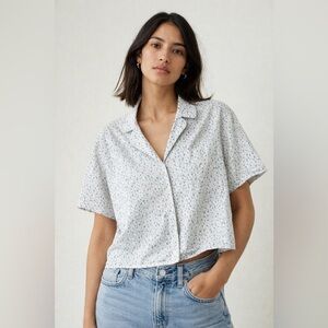 Zara boxy fit button down floral T
